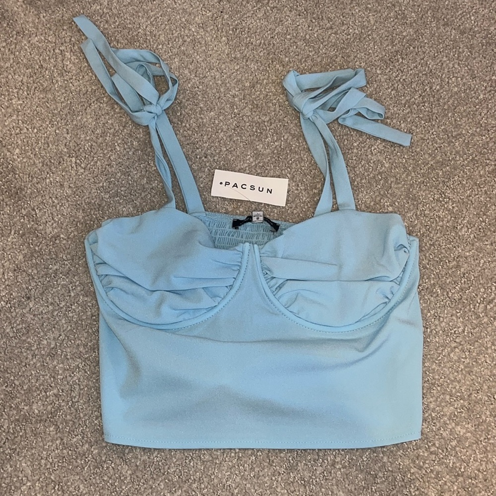 Brand New Baby Blue Tie Straps Tank Top